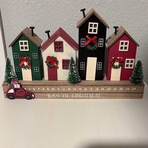 Holiday Wooden Countdown Village - Red, Green, Black